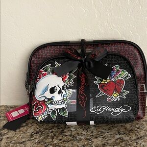 2 pc Ed Hardy Cosmetic Bag Set